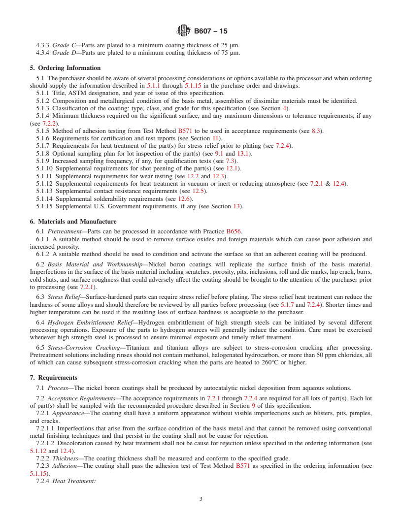 REDLINE ASTM B607-15 - Standard Specification for  Autocatalytic Nickel Boron Coatings for Engineering Use