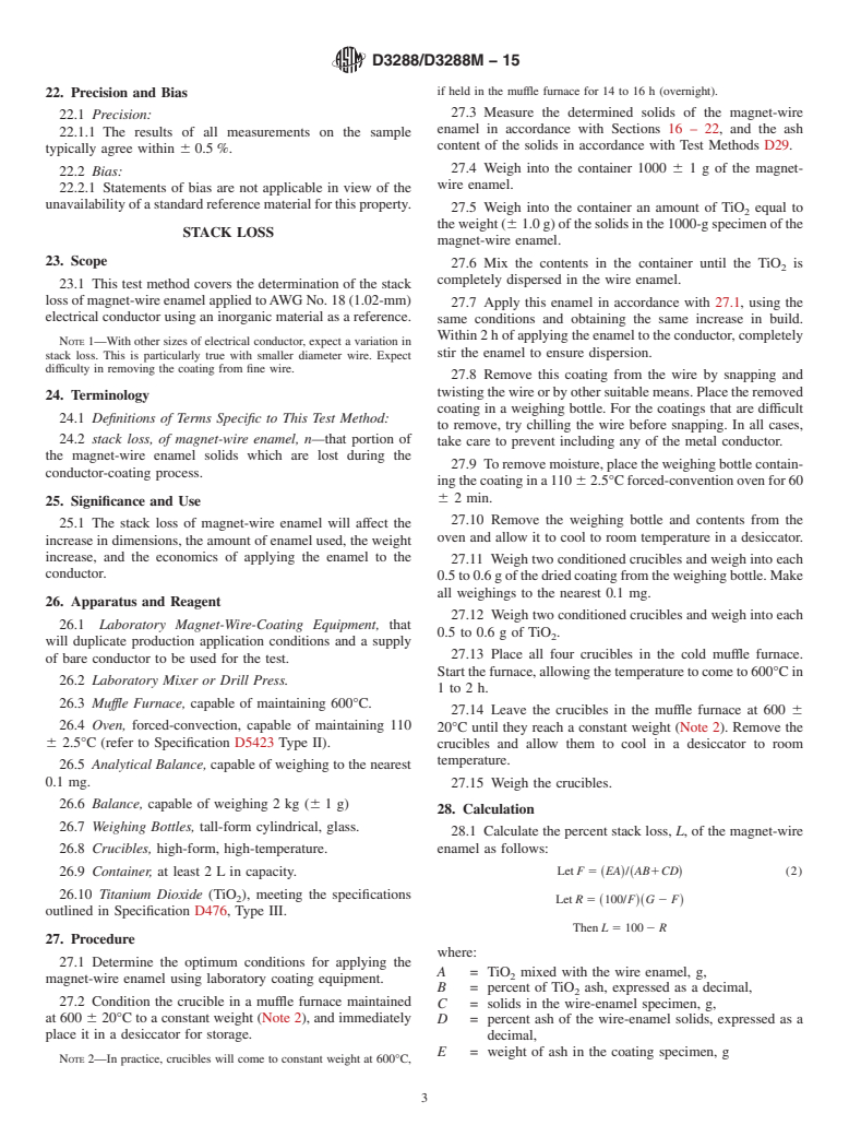 ASTM D3288/D3288M-15 - Standard Test Methods for  Magnet-Wire Enamels