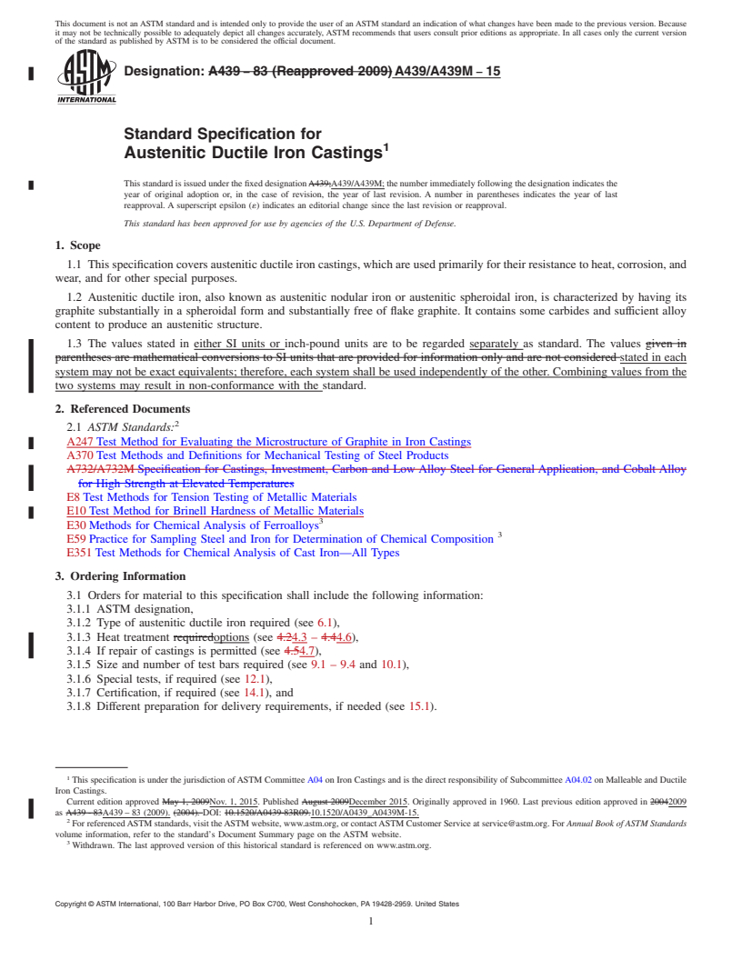 REDLINE ASTM A439/A439M-15 - Standard Specification for  Austenitic Ductile Iron Castings