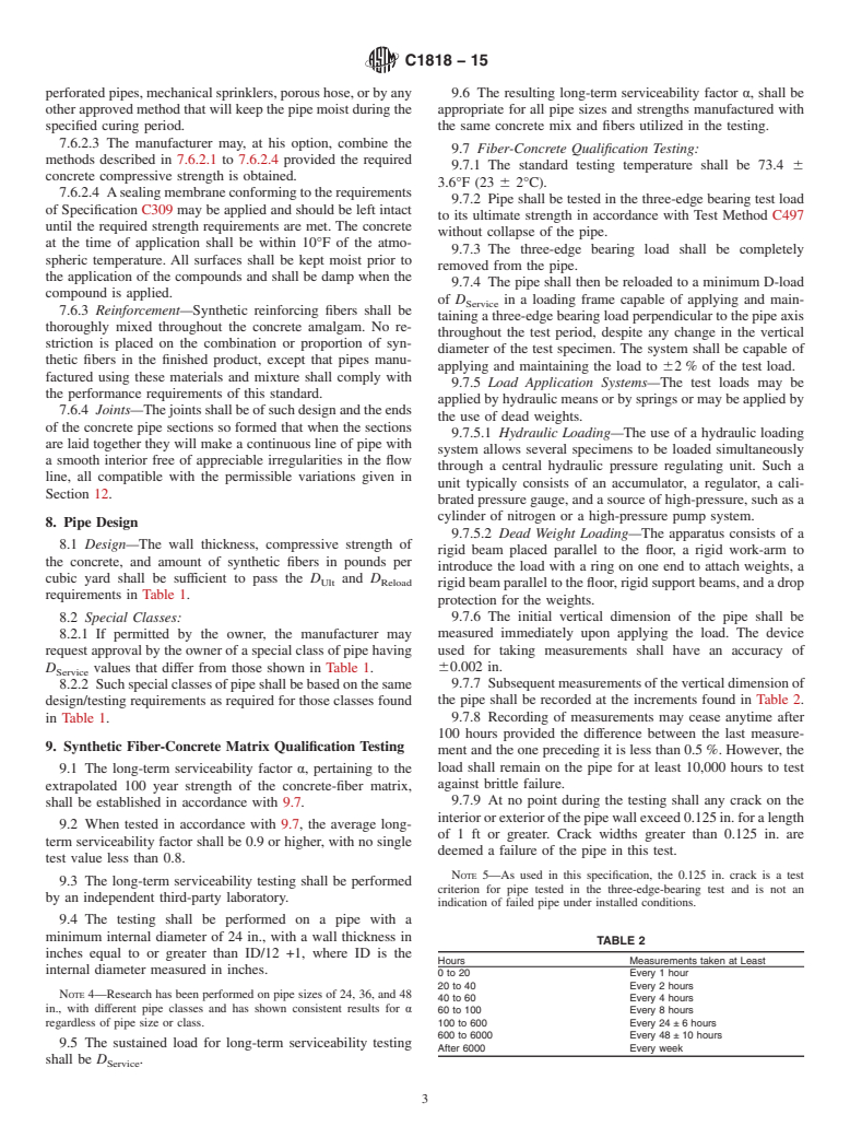 ASTM C1818-15 - Standard Specification for Synthetic Fiber Reinforced Concrete Culvert, Storm Drain, and  Sewer Pipe