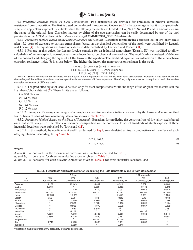 REDLINE ASTM G101-04(2015) - Standard Guide for Estimating the Atmospheric Corrosion Resistance of Low-Alloy  Steels