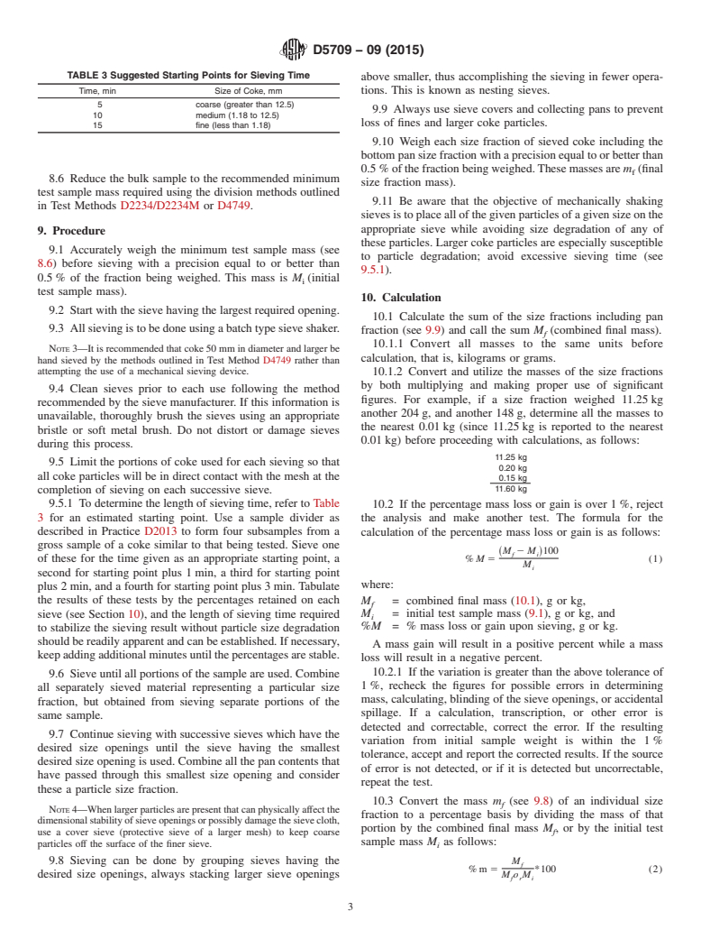 ASTM D5709-09(2015) - Standard Test Method for  Sieve Analysis of Petroleum Coke