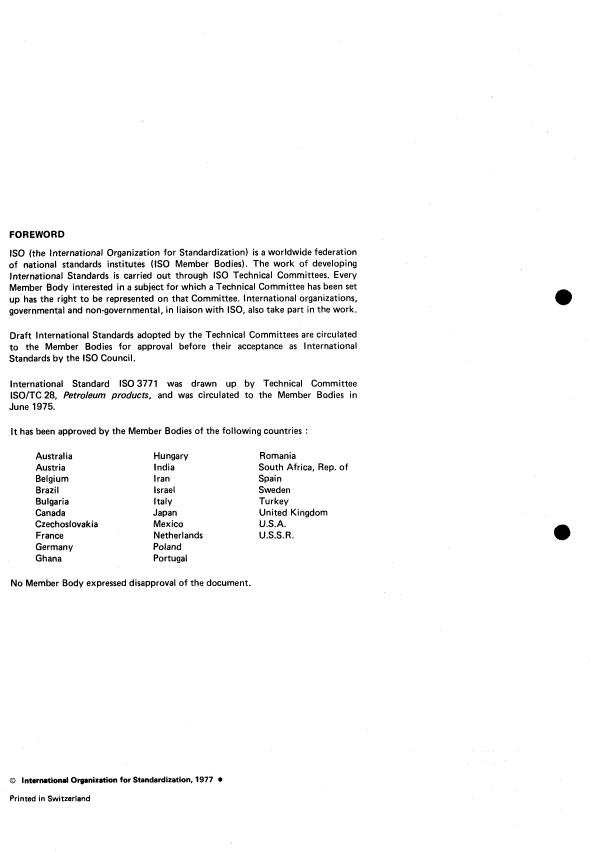 ISO 3771:1977 ISO 3771:1977 - Petroleum products -- Total base number -- Perchloric acid potentiometric titration method - Page 2 preview