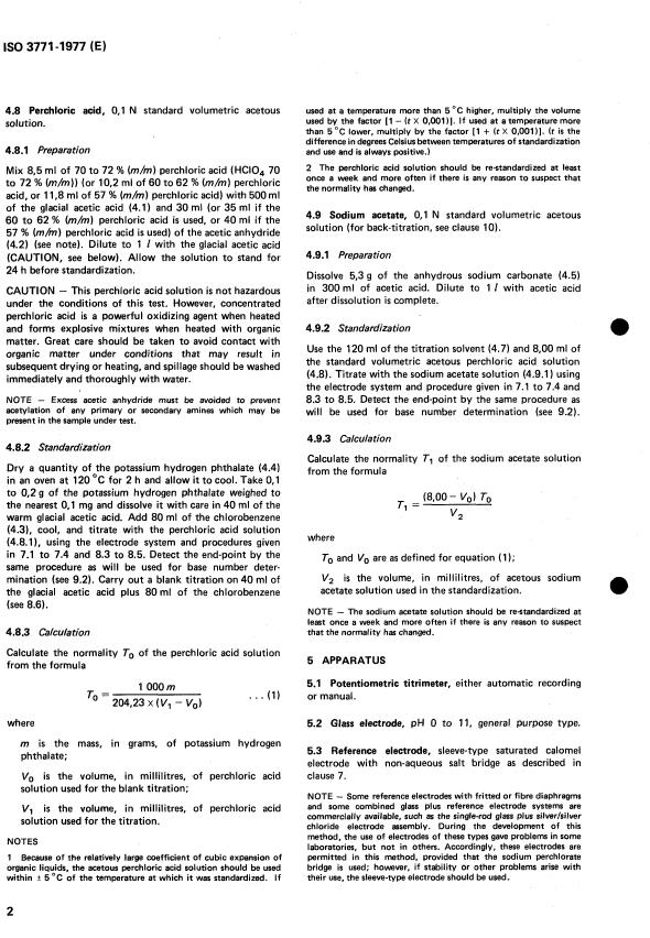 ISO 3771:1977 ISO 3771:1977 - Petroleum products -- Total base number -- Perchloric acid potentiometric titration method - Page 4 preview