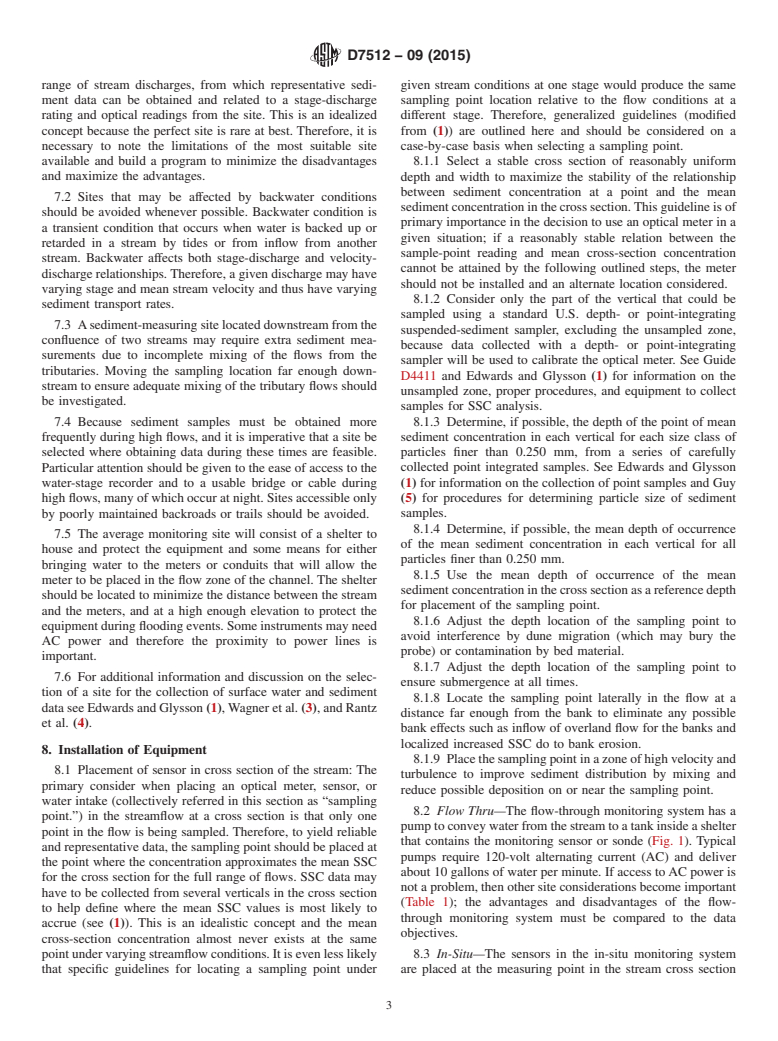 ASTM D7512-09(2015) - Standard Guide for  Monitoring of Suspended-Sediment Concentration in Open Channel   Flow Using Optical Instrumentation