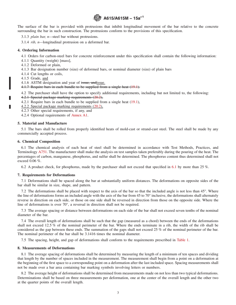 REDLINE ASTM A615/A615M-15ae1 - Standard Specification for  Deformed and Plain Carbon-Steel Bars for Concrete Reinforcement