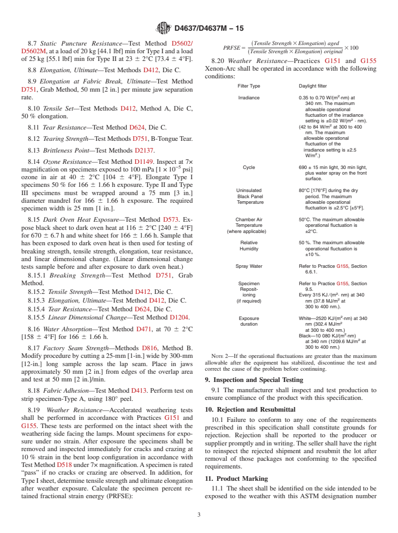 ASTM D4637/D4637M-15 - Standard Specification for  EPDM Sheet Used In Single-Ply Roof Membrane