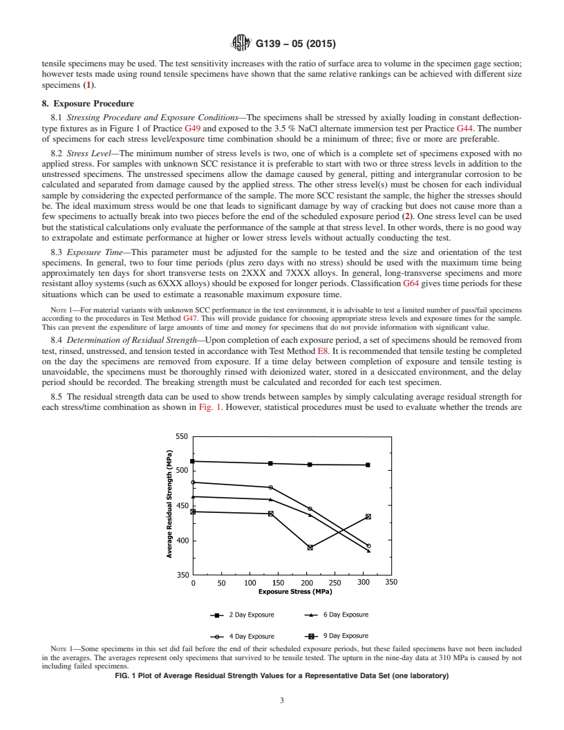 REDLINE ASTM G139-05(2015) - Standard Test Method for  Determining Stress-Corrosion Cracking Resistance of Heat-Treatable  Aluminum Alloy Products Using Breaking Load Method