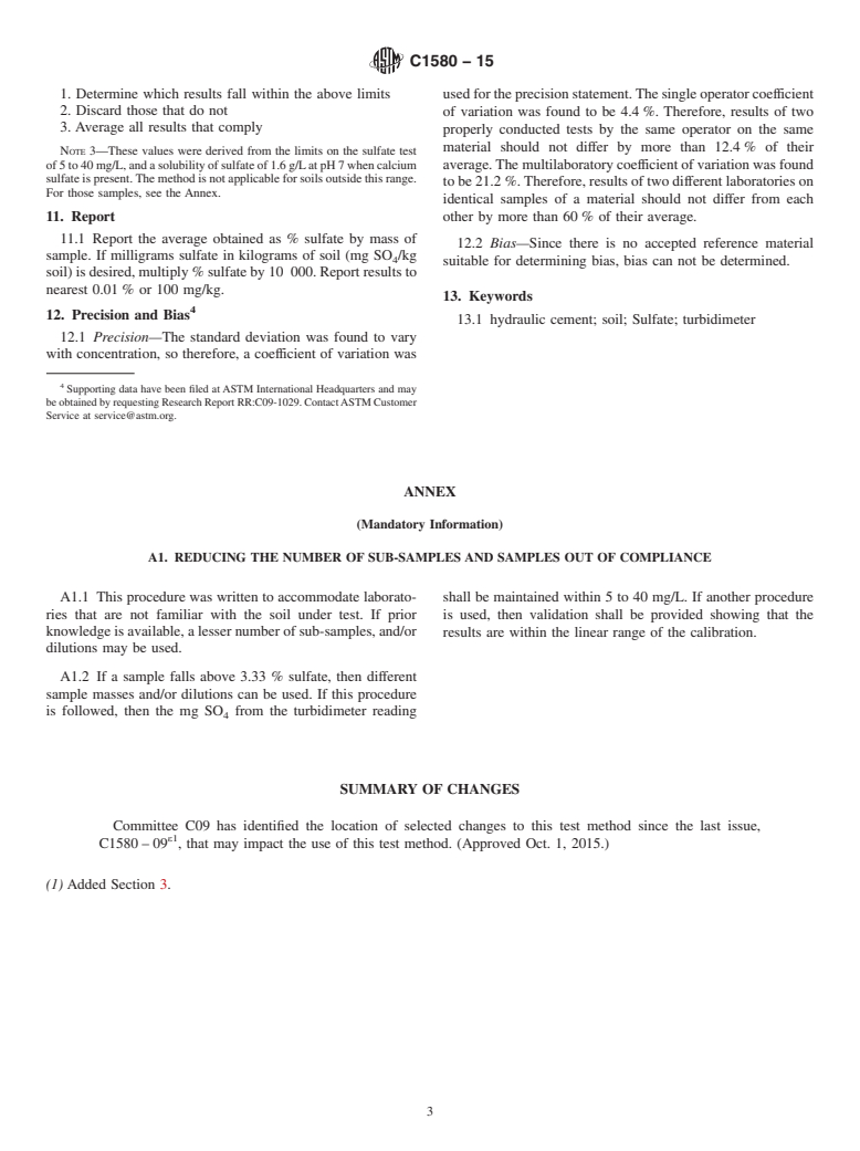 ASTM C1580-15 - Standard Test Method for  Water-Soluble Sulfate in Soil