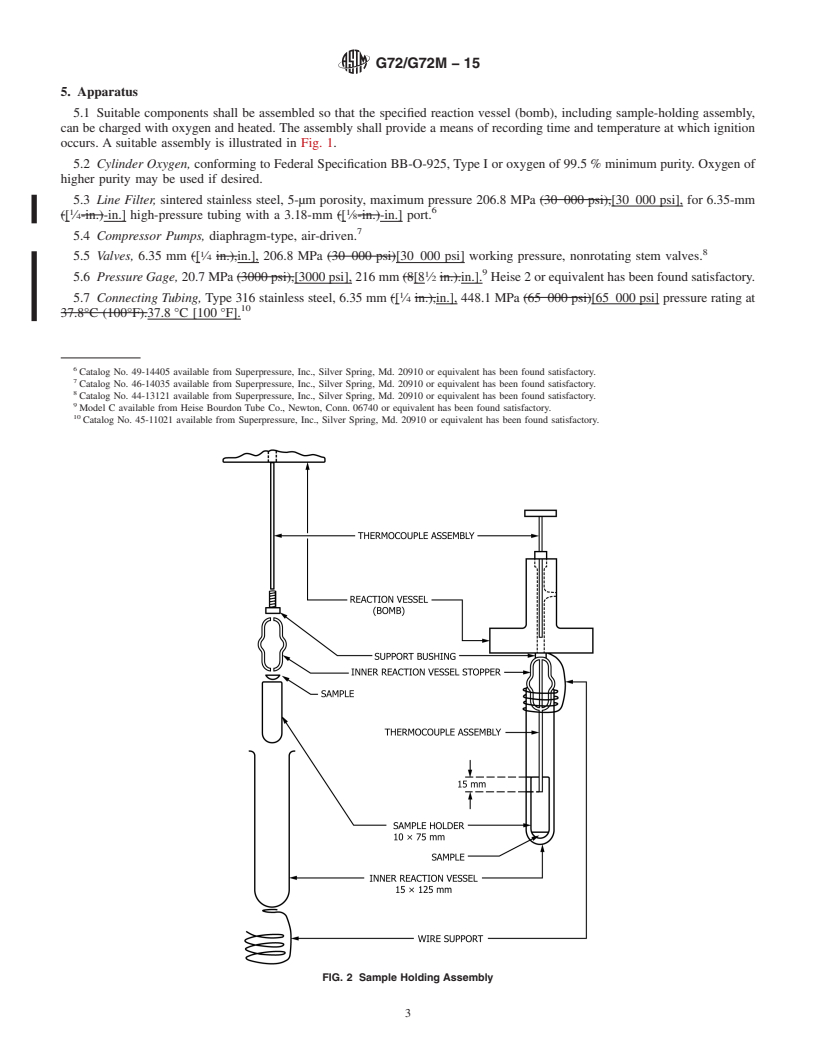 REDLINE ASTM G72/G72M-15 - Standard Test Method for  Autogenous Ignition Temperature of Liquids and Solids in a  High-Pressure Oxygen-Enriched Environment