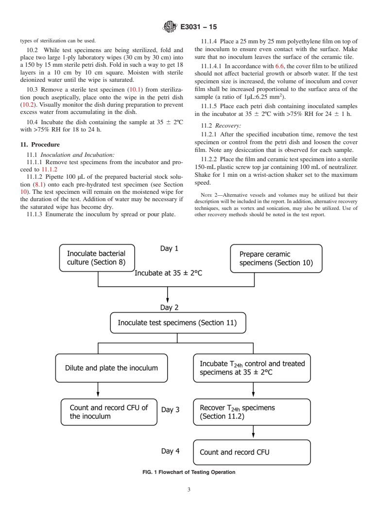 ASTM E3031-15 - Standard Test Method for Determination of Antibacterial Activity on Ceramic Surfaces