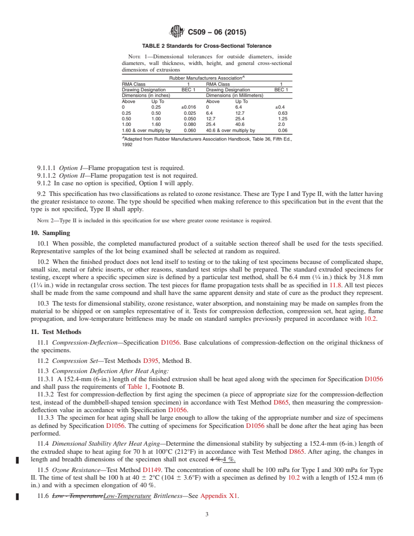 REDLINE ASTM C509-06(2015) - Standard Specification for  Elastomeric Cellular Preformed Gasket and Sealing<brk/> Material