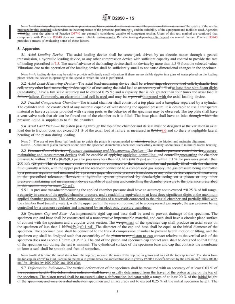 REDLINE ASTM D2850-15 - Standard Test Method for Unconsolidated-Undrained Triaxial Compression Test on Cohesive  Soils