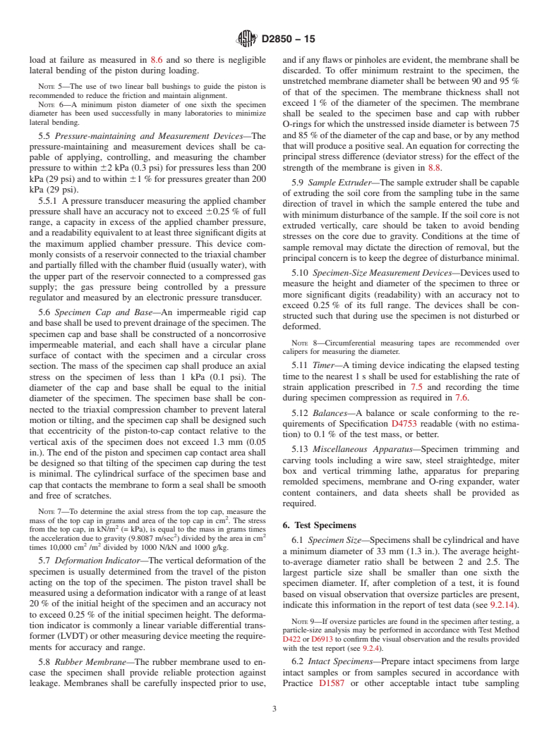 ASTM D2850-15 - Standard Test Method for Unconsolidated-Undrained Triaxial Compression Test on Cohesive  Soils