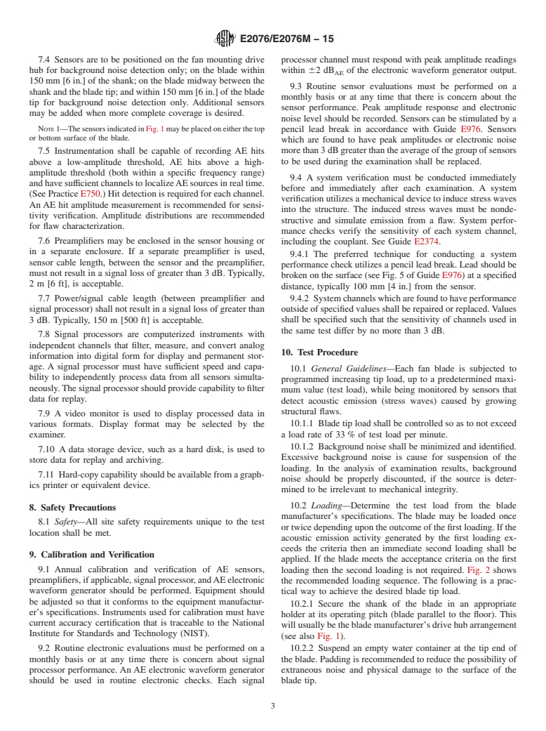 ASTM E2076/E2076M-15 - Standard Practice for  Examination of Fiberglass Reinforced Plastic Fan Blades Using  Acoustic Emission