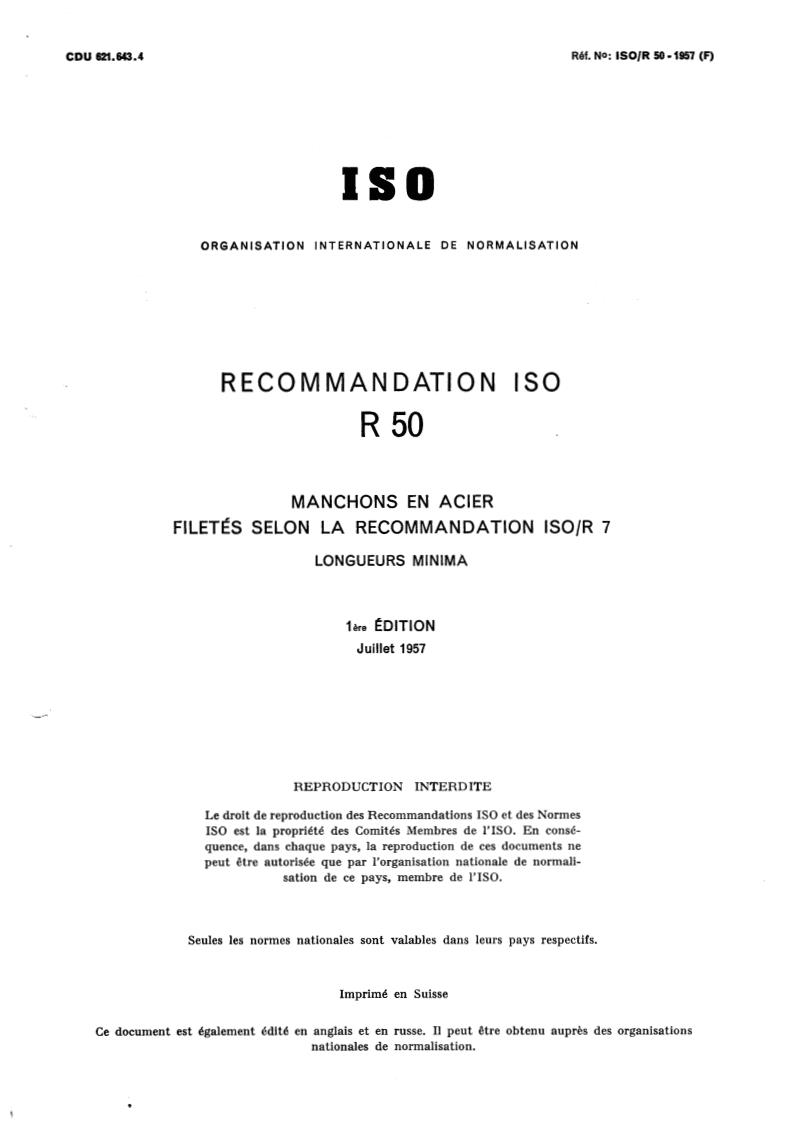 ISO/R 50:1957 - Title missing - Legacy paper document
Released:1/1/1957