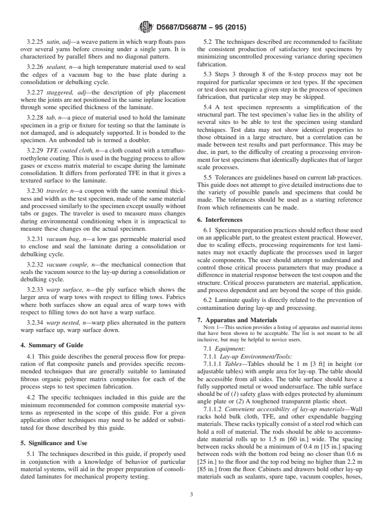 ASTM D5687/D5687M-95(2015) - Standard Guide for  Preparation of Flat Composite Panels with Processing Guidelines  for Specimen Preparation