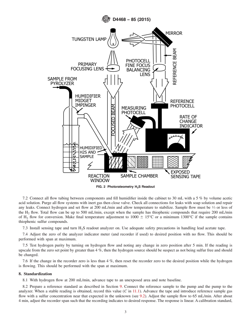 REDLINE ASTM D4468-85(2015) - Standard Test Method for  Total Sulfur in Gaseous Fuels by Hydrogenolysis and<brk/> Rateometric  Colorimetry