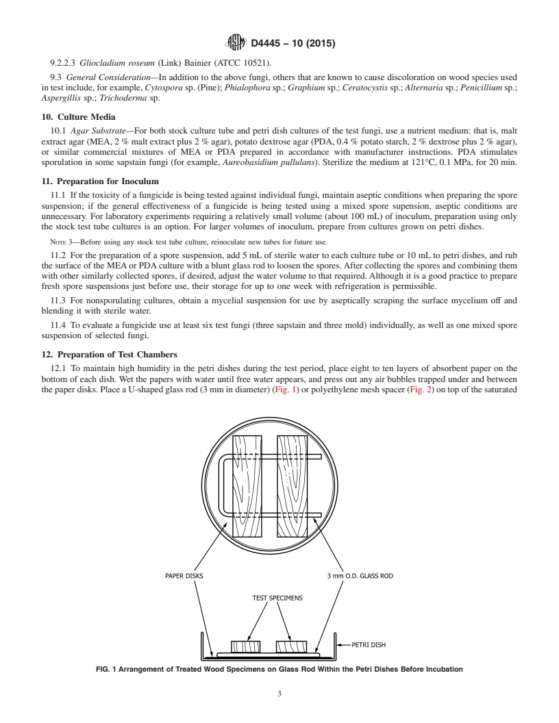 REDLINE ASTM D4445-10(2015) - Standard Test Method for Fungicides for Controlling Sapstain and Mold on Unseasoned   Lumber (Laboratory Method)