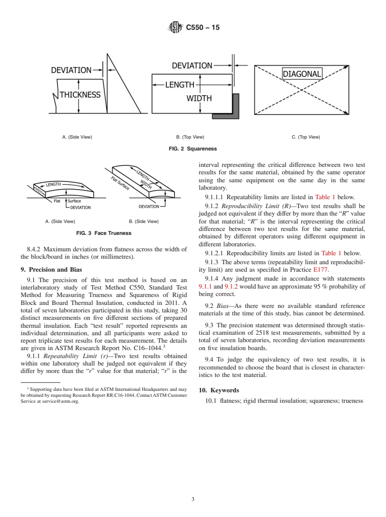 ASTM C550-15 - Standard Test Method for  Measuring Trueness and Squareness of Rigid Block and Board  Thermal Insulation