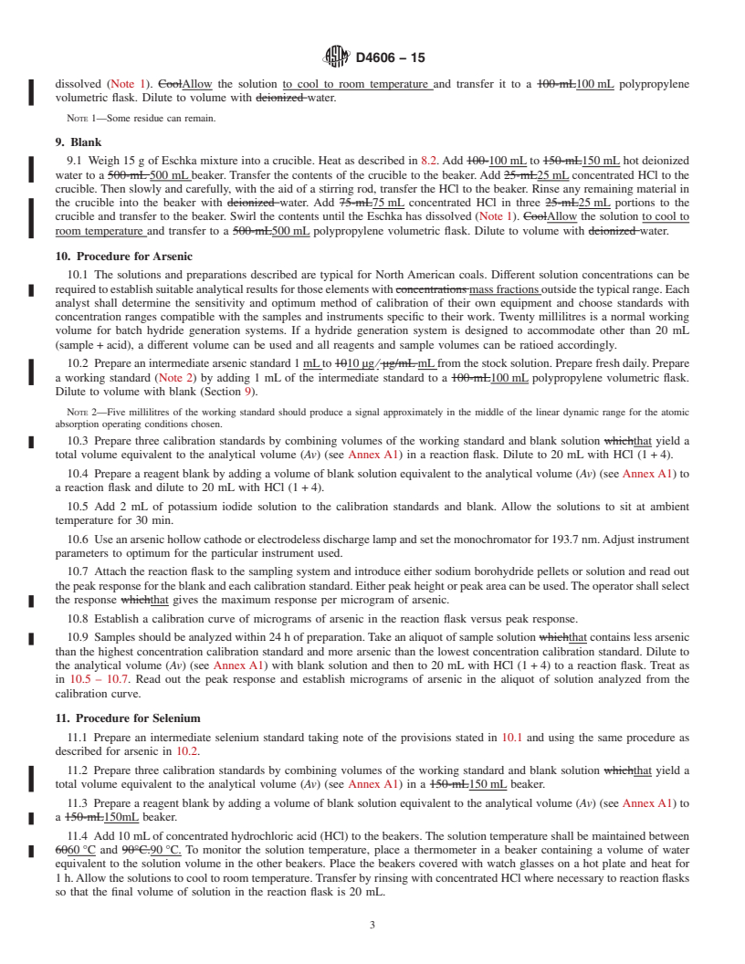 REDLINE ASTM D4606-15 - Standard Test Method for  Determination of Arsenic and Selenium in Coal by the Hydride  Generation/Atomic Absorption Method