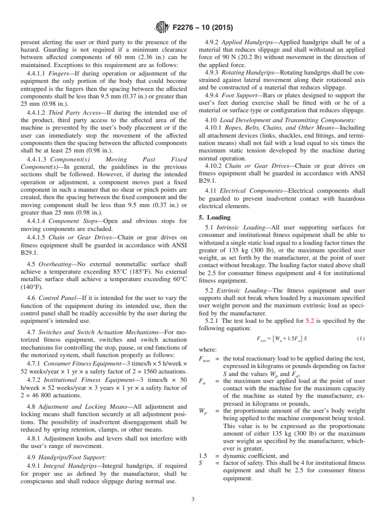 ASTM F2276-10(2015) - Standard Specification for  Fitness Equipment