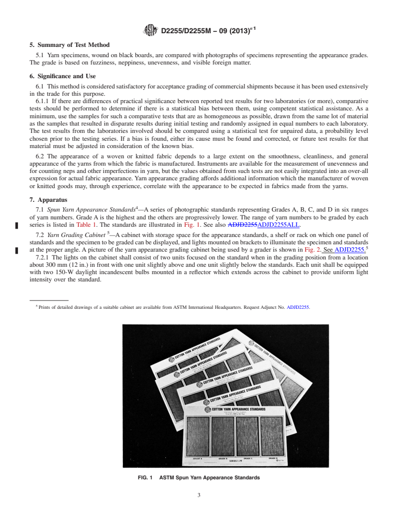 REDLINE ASTM D2255/D2255M-09(2013)e1 - Standard Test Method for  Grading Spun Yarns for Appearance