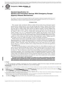 REDLINE ASTM F2090-13 - Standard Specification for  Window Fall Prevention Devices With Emergency Escape (Egress)  Release Mechanisms