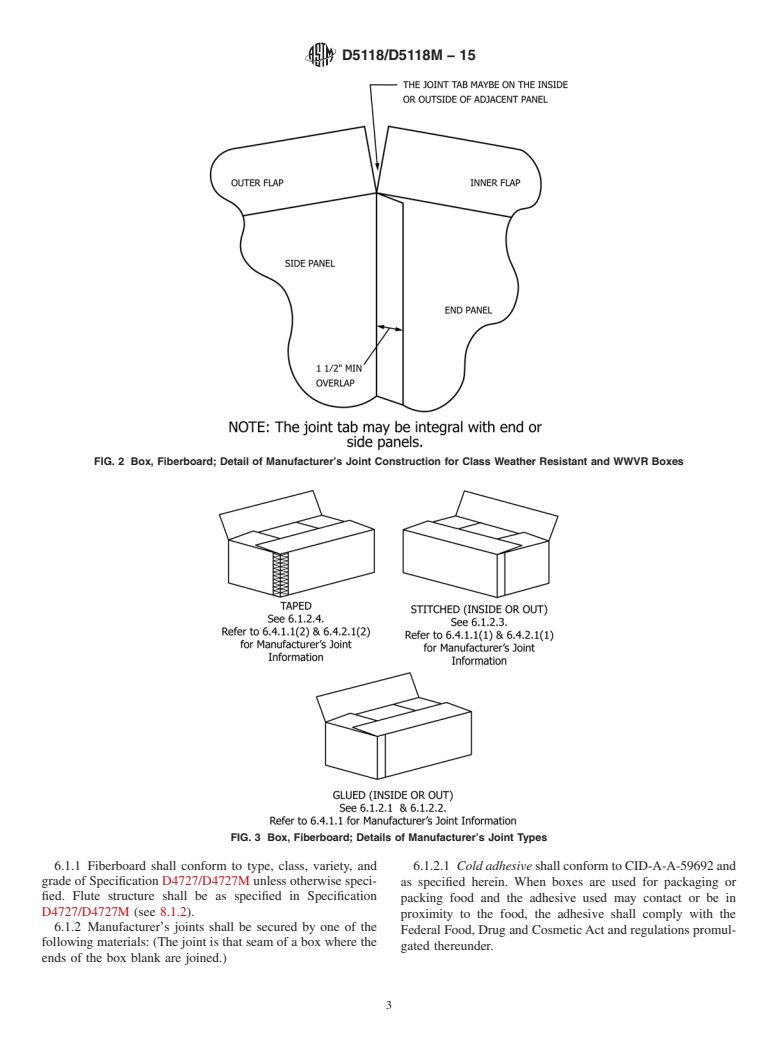 ASTM D5118/D5118M-15 - Standard Practice for  Fabrication of Fiberboard Shipping Boxes