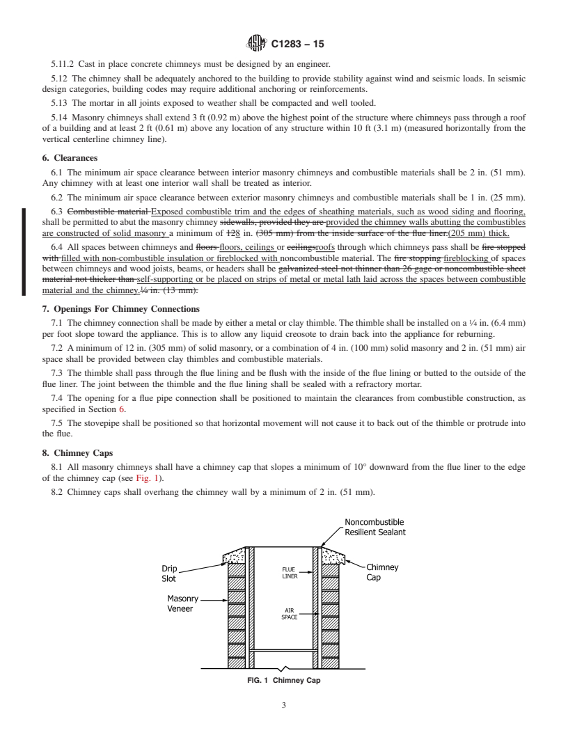 REDLINE ASTM C1283-15 - Standard Practice for Installing Clay Flue Lining