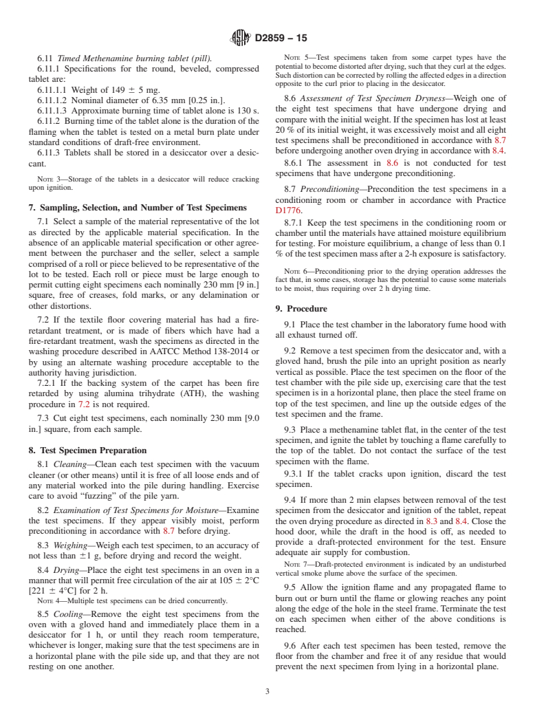 ASTM D2859-15 - Standard Test Method for  Ignition Characteristics of Finished Textile Floor Covering  Materials