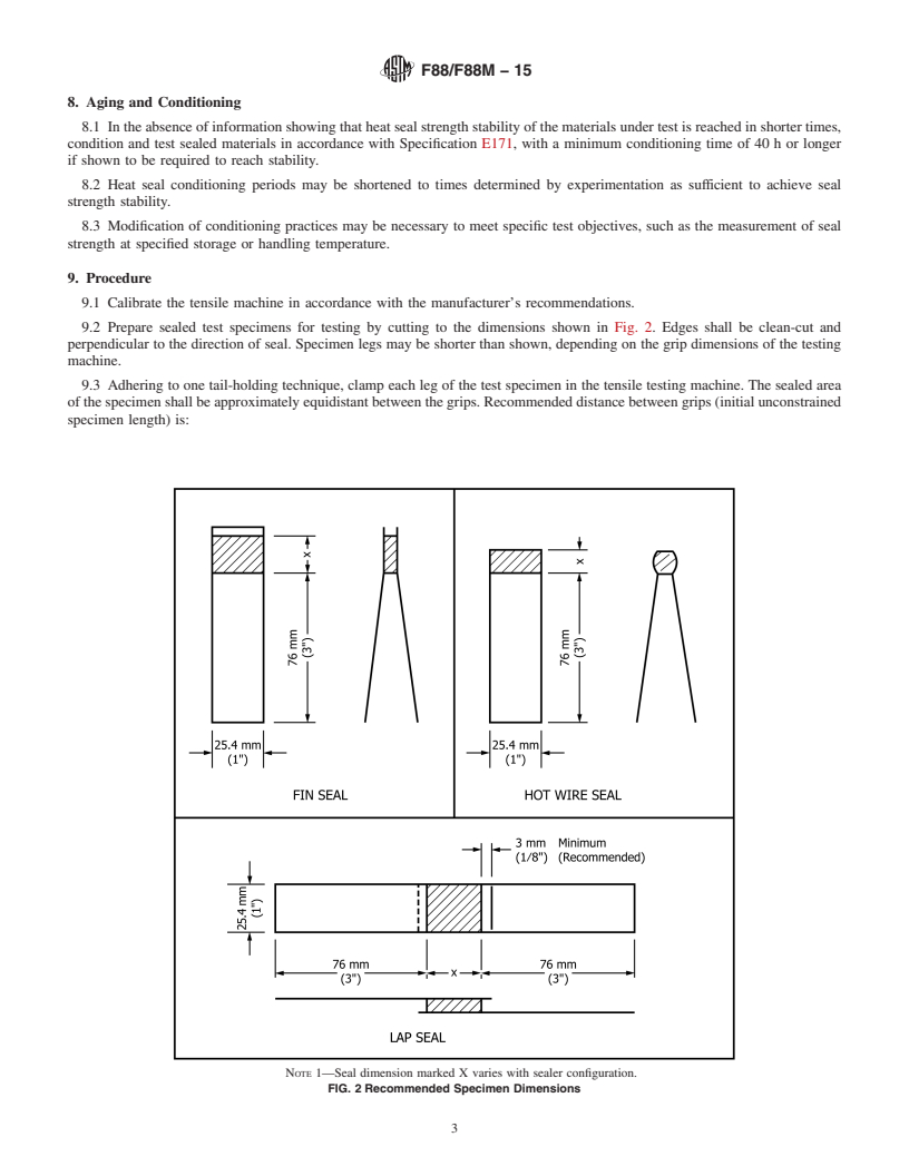 REDLINE ASTM F88/F88M-15 - Standard Test Method for  Seal Strength of Flexible Barrier Materials