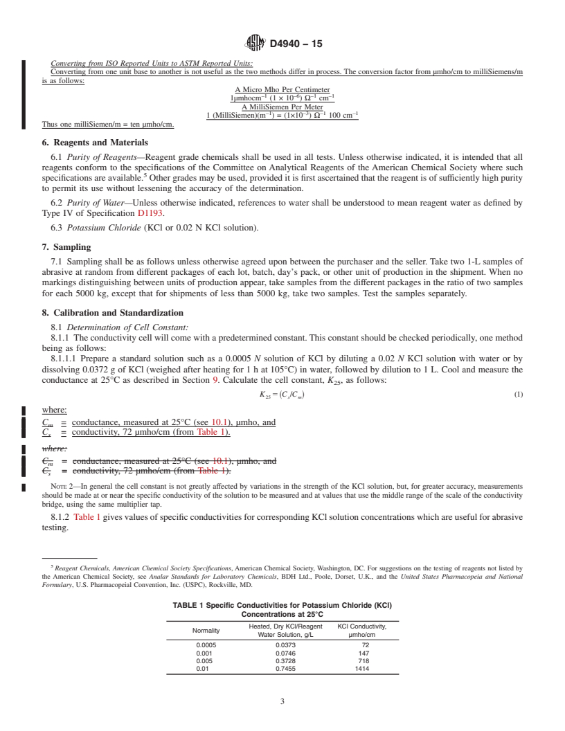 REDLINE ASTM D4940-15 - Standard Test Method for Conductimetric Analysis of Water Soluble Ionic Contamination   of Blast Cleaning Abrasives