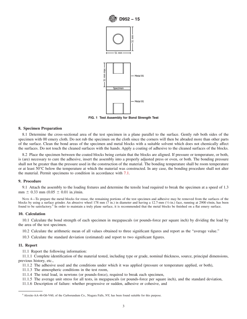 REDLINE ASTM D952-15 - Standard Test Method for  Bond or Cohesive Strength of Sheet Plastics and Electrical  Insulating Materials