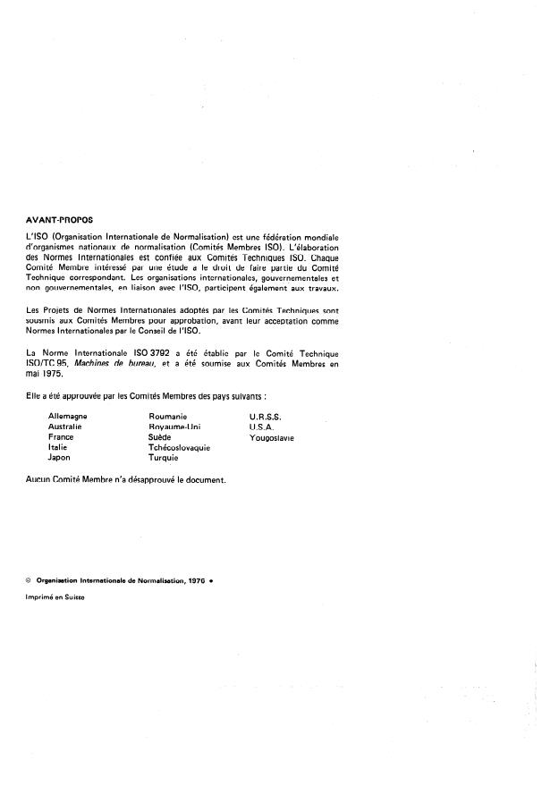 ISO 3792:1976 ISO 3792:1976 - Machines a additionner -- Disposition des touches de fonction - Page 2 preview