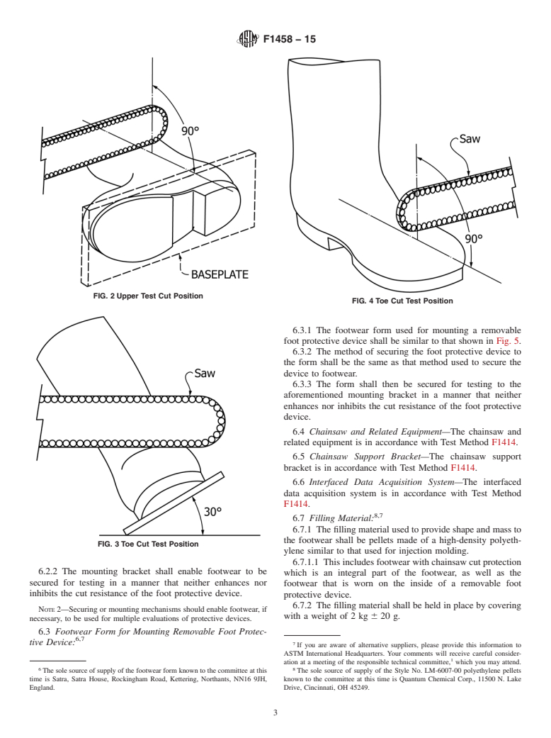 ASTM F1458-15 - Standard Test Method for Measurement of Cut Resistance to Chainsaw of Foot Protective  Devices