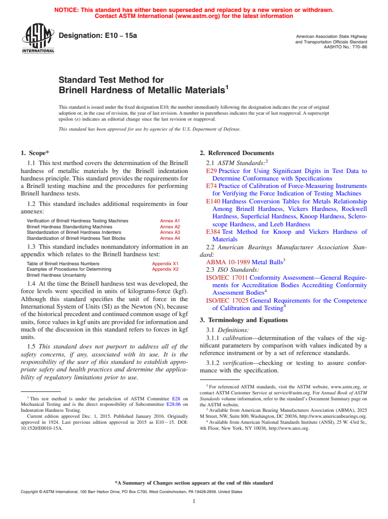 ASTM E10-15a - Standard Test Method for Brinell Hardness of Metallic ...