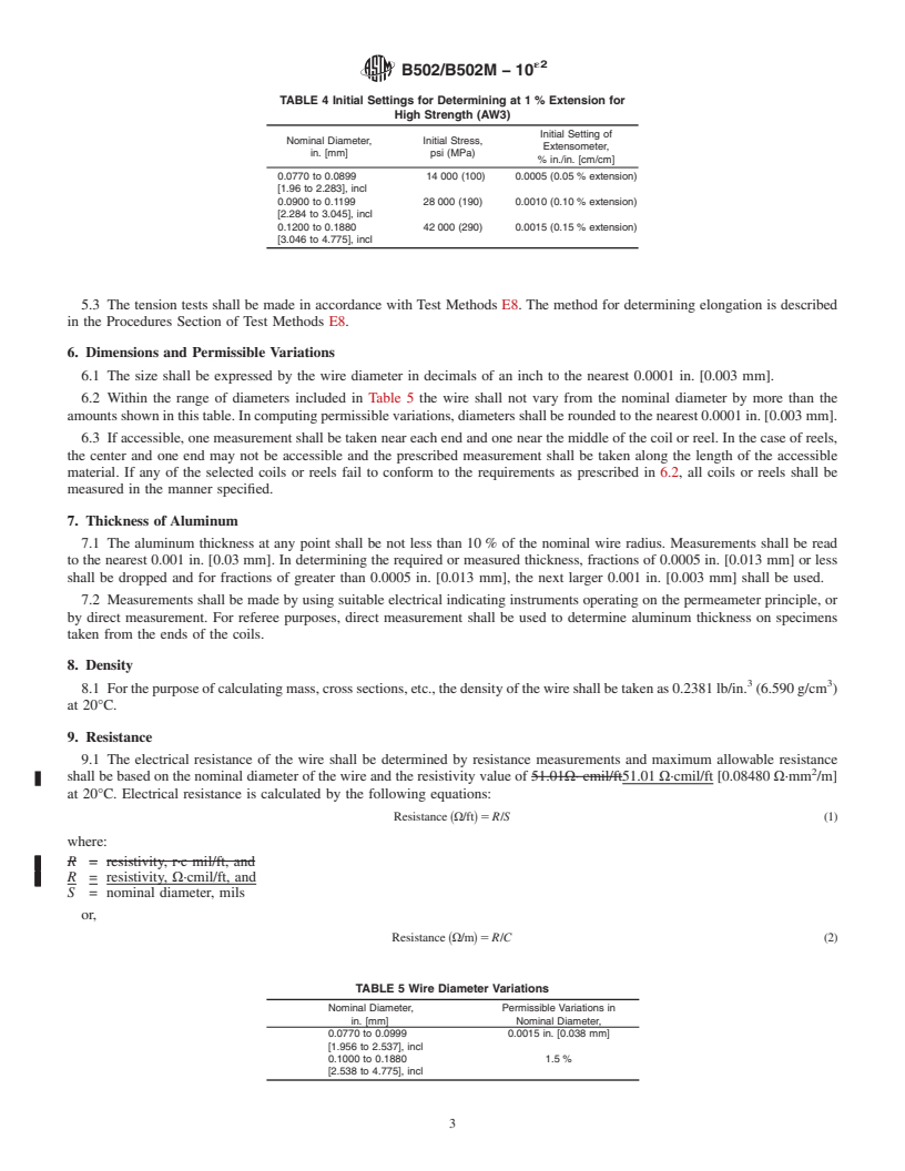 REDLINE ASTM B502/B502M-10e2 - Standard Specification for Aluminum-Clad Steel Core Wire for Use in Overhead Electrical   Aluminum Conductors