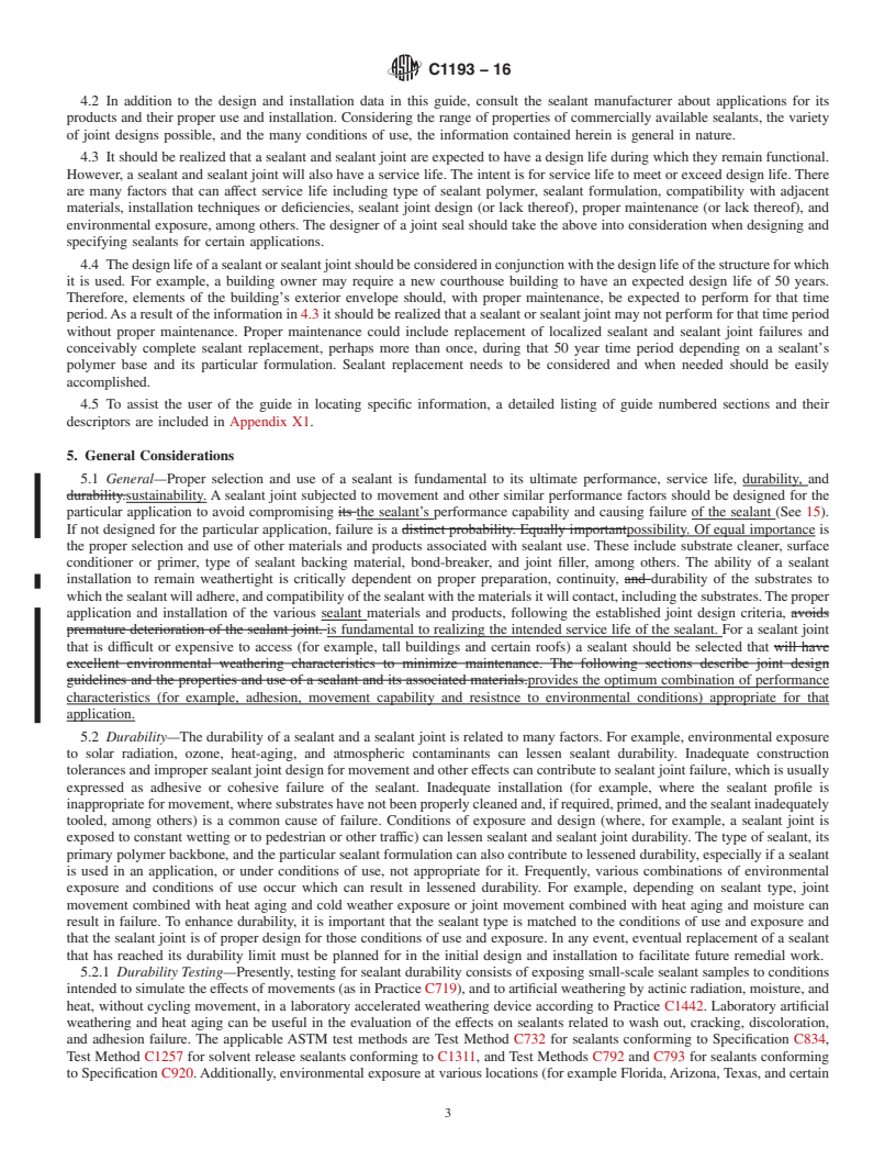 REDLINE ASTM C1193-16 - Standard Guide for  Use of Joint Sealants