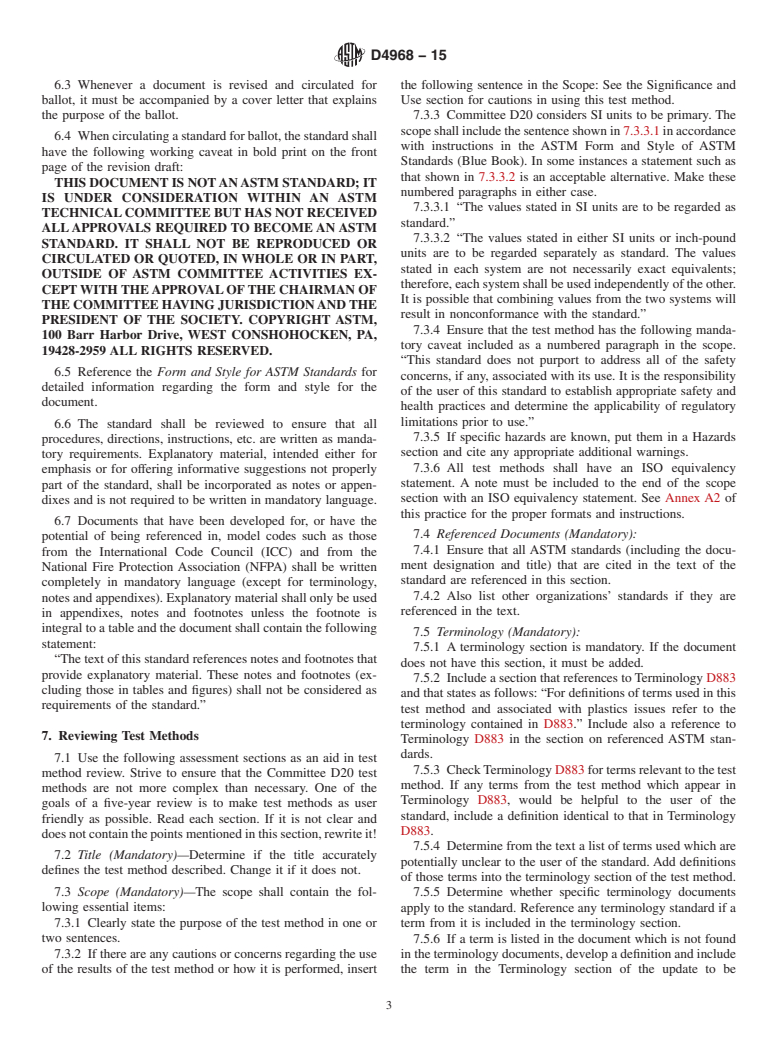 ASTM D4968-15 - Standard Practice for Annual Review of Test Methods and Specifications for Plastics