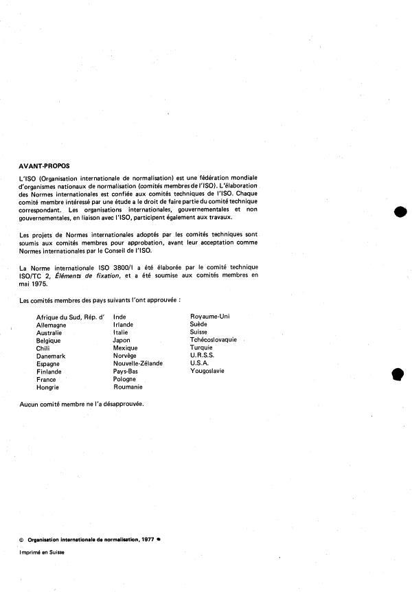 ISO 3800-1:1977 ISO 3800-1:1977 - Éléments de fixation filetés -- Essais de fatigue sous charge axiale - Page 2 preview