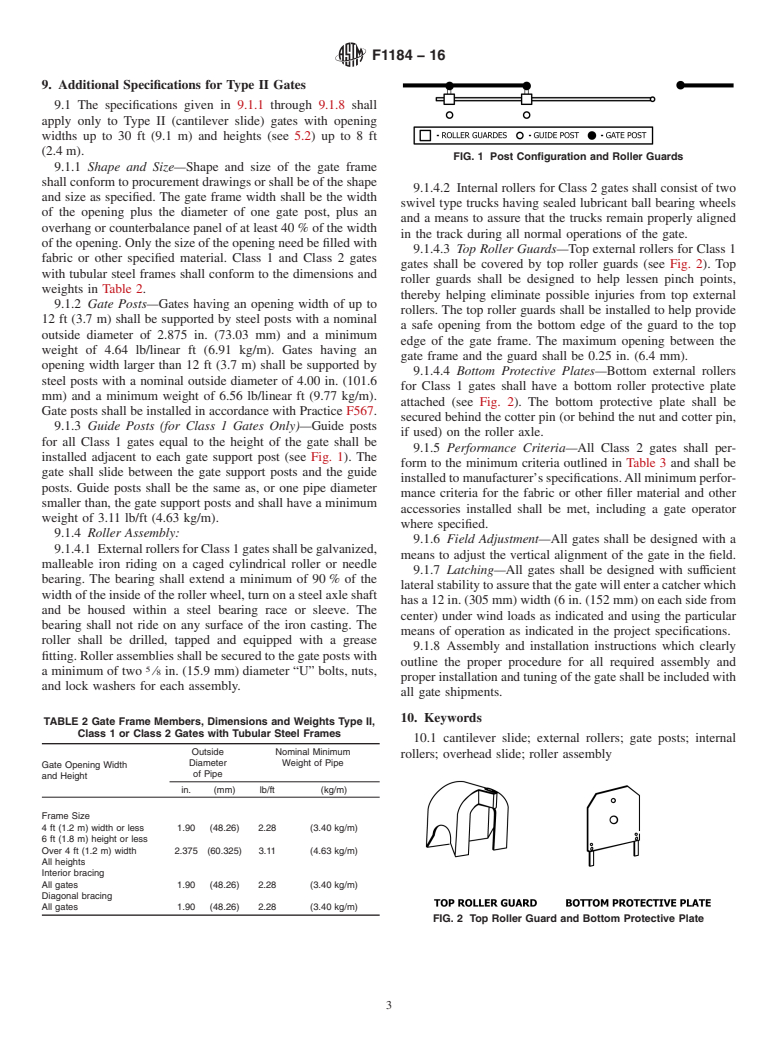 ASTM F1184-16 - Standard Specification for  Industrial and Commercial Horizontal Slide Gates