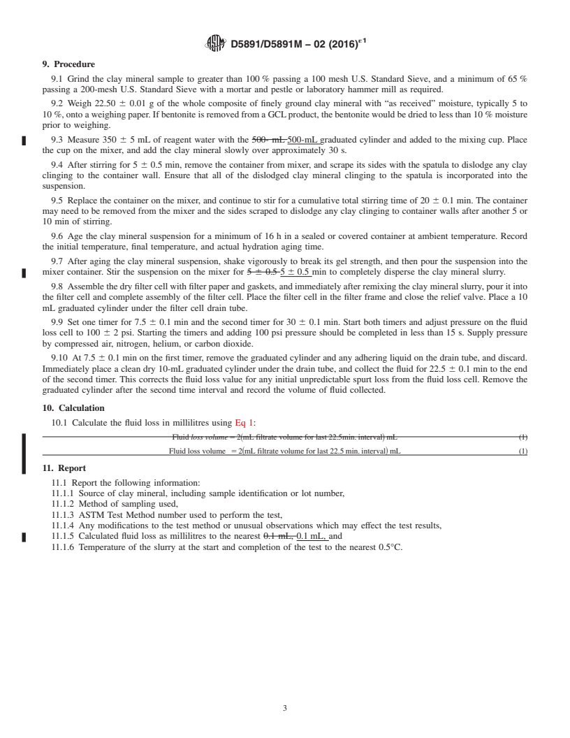 REDLINE ASTM D5891/D5891M-02(2016)e1 - Standard Test Method for Fluid Loss of Clay Component of Geosynthetic Clay Liners