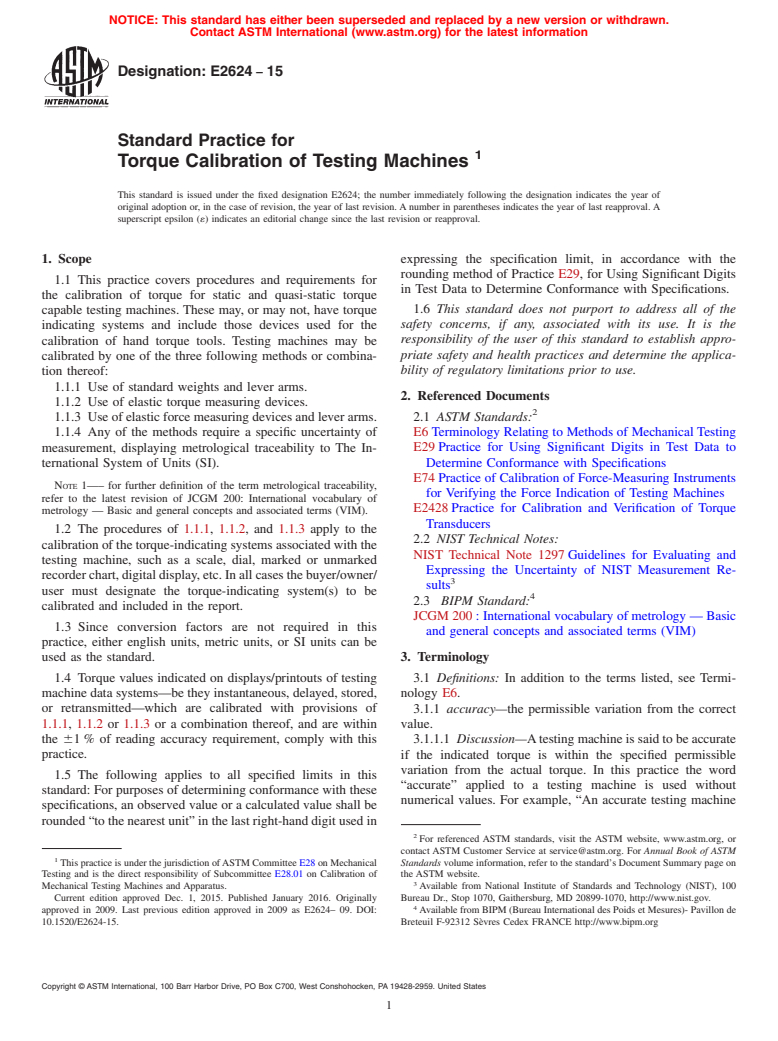 ASTM E2624-15 - Standard Practice for  Torque Calibration of Testing Machines