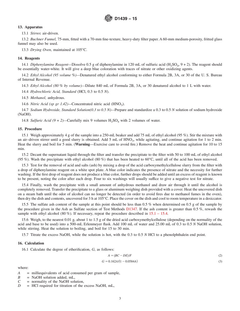 REDLINE ASTM D1439-15 - Standard Test Methods for Sodium Carboxymethylcellulose