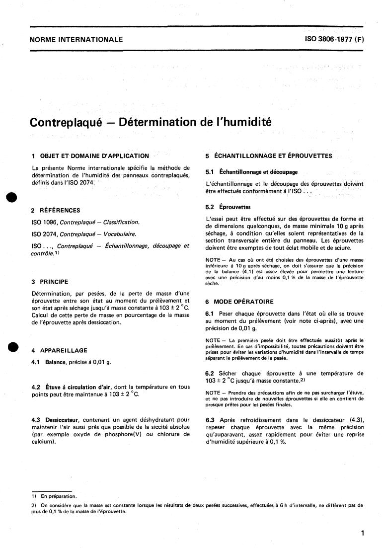 ISO 3806:1977 - Plywood — Determination of moisture content
Released:1/1/1977