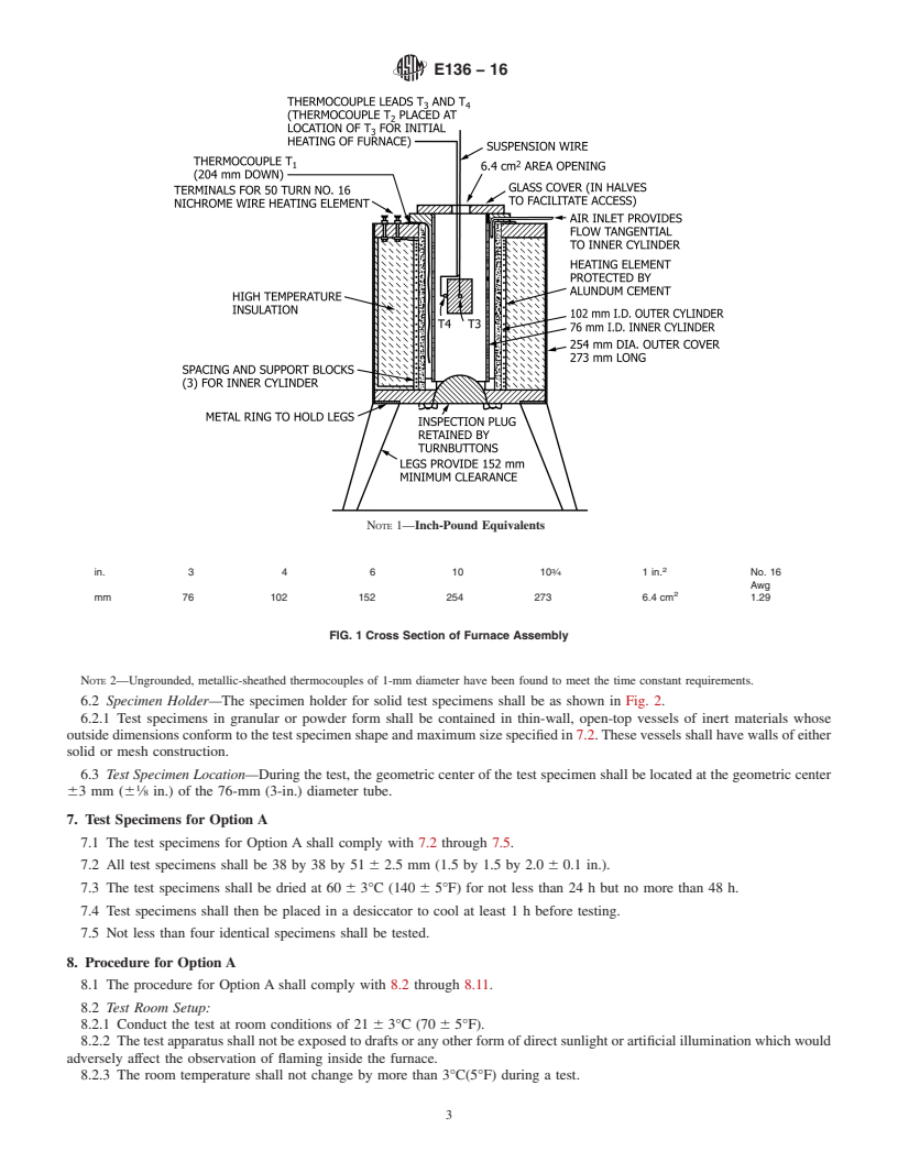 REDLINE ASTM E136-16 - Standard Test Method for  Behavior of Materials in a Vertical Tube Furnace at 750&#xb0;C