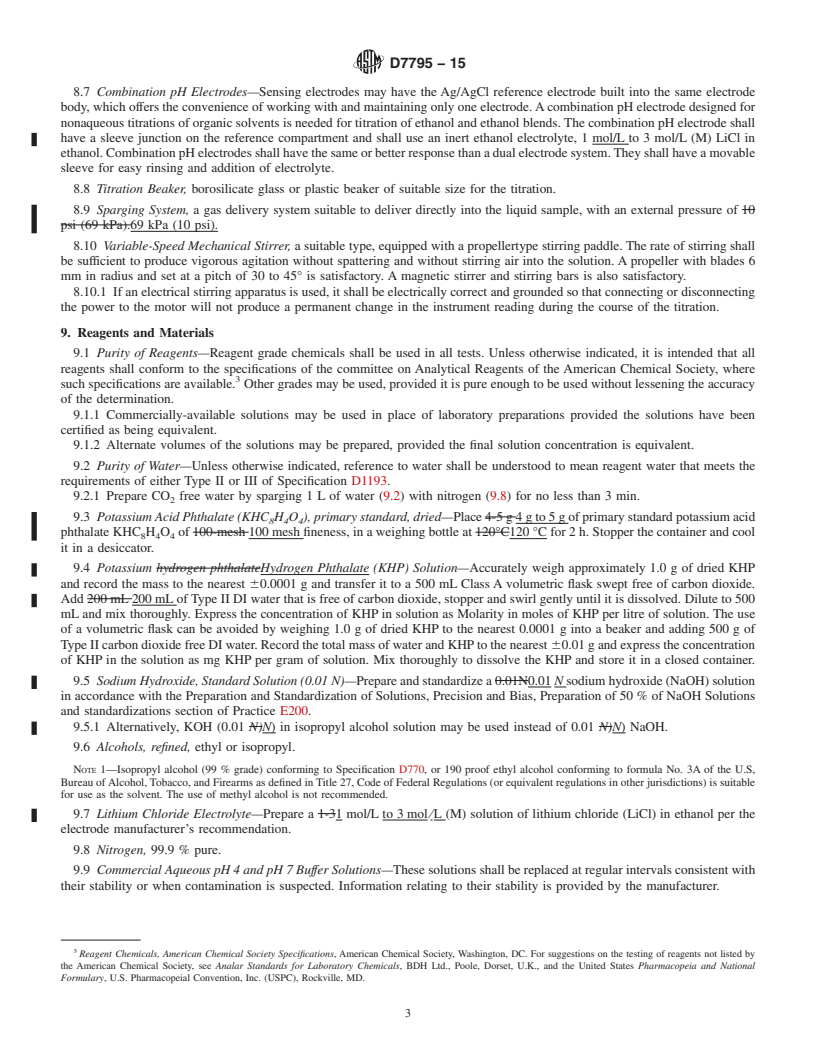 REDLINE ASTM D7795-15 - Standard Test Method for Acidity in Ethanol and Ethanol Blends by Titration