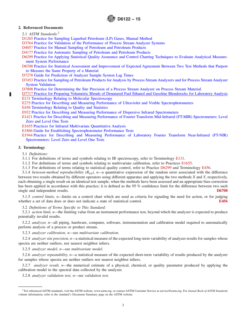 REDLINE ASTM D6122-15 - Standard Practice for Validation of the Performance of Multivariate Online, At-Line,   and Laboratory Infrared Spectrophotometer Based Analyzer Systems