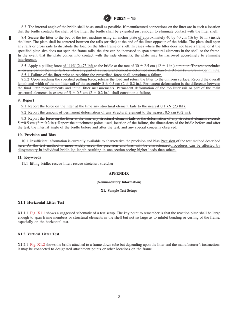 REDLINE ASTM F2821-15 - Standard Test Methods for  Basket Type Rescue Litters